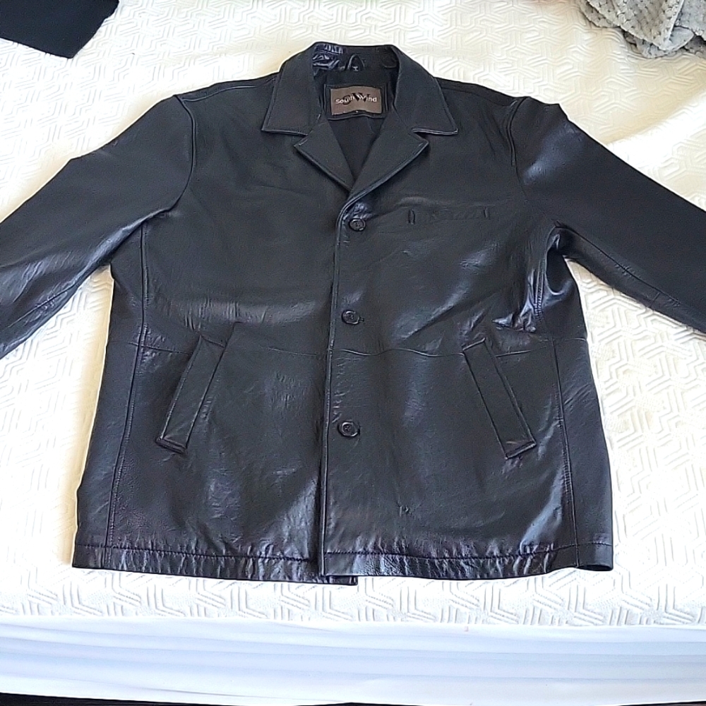 Vintage Y2K South Wind Black Leather Jacket